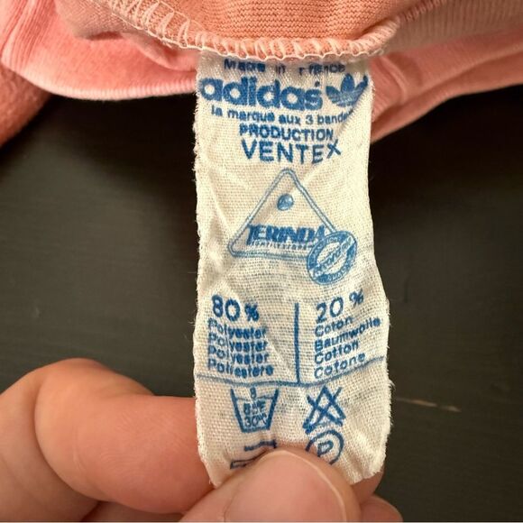 Vintage Adidas Ventex Sweatshirt Unisex Sz L ? Pink Velour Pullover Trefoil Logo - Picture 11 of 13
